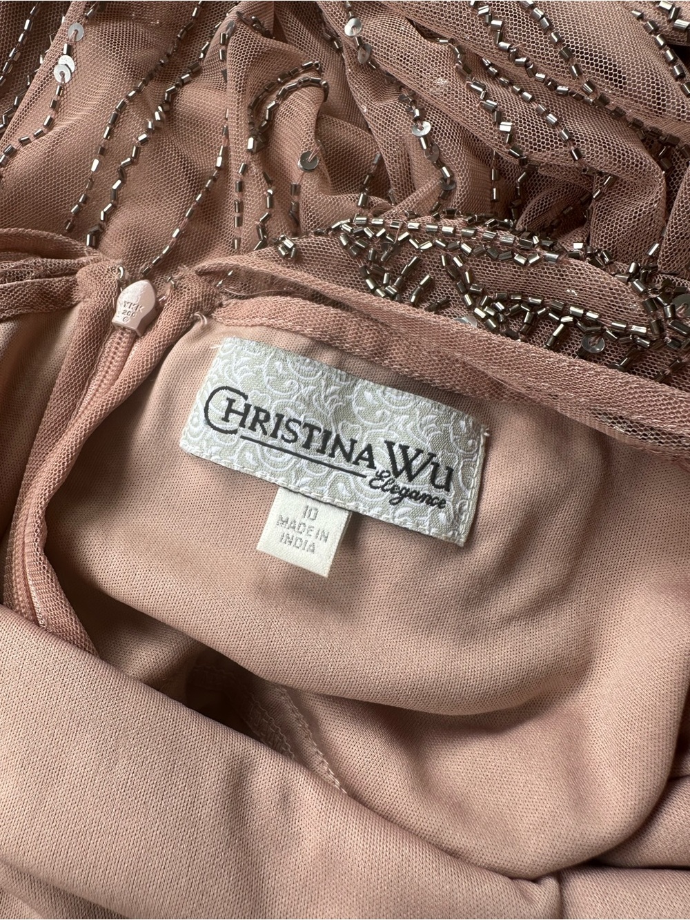 Christina Wu Mauve Beaded Evening Gown - Picture 7 of 10